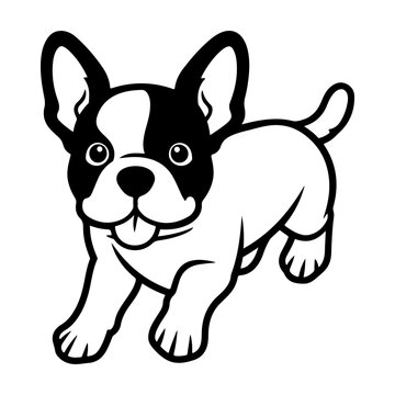 Boston Terrier, hand drawn cartoon character, dog icon.