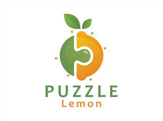 Fototapeta na wymiar Lemon Puzzle Logo design concept