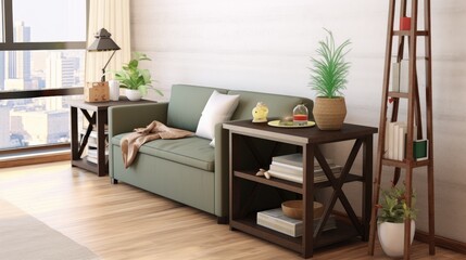Furniture interior living room sofa and table. Generative ai