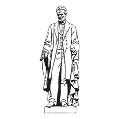 Black and White Sketch of Abraham Lincoln, Iconic American President