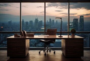 Fototapeta premium office with computer surrounded, generative artificial intelligence