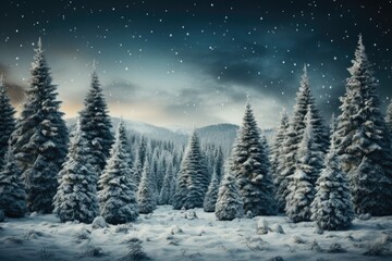 Fototapeta na wymiar Mystical atmosphere of winter forest. Generative AI