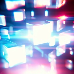 Led Light. Abstract effect. Future tech. Glare cubes.