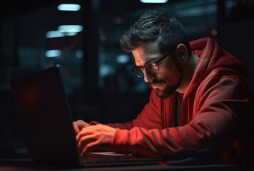  a man sitting at a computer working, generative artificial intelligence