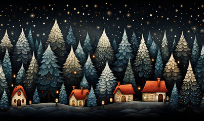 Seamless Christmas pattern, Winter wallpaper - Generative AI - obrazy, fototapety, plakaty