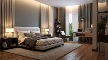 Classic modern interior bedroom mockup. Generative ai