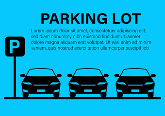 Parking Concept. Parking Lots or Parking Area with Car. Car in Parking Space. Vector Illustration. 