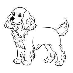 English Cocker Spaniel, hand drawn cartoon character, dog icon.