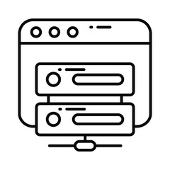 Web Page with data server denoting web hosting concept vector, web server icon