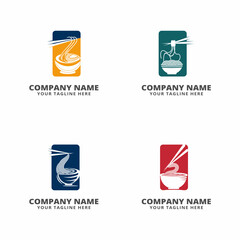 set of noodle logo vector icon