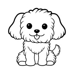 Maltese, hand drawn cartoon character, dog icon.