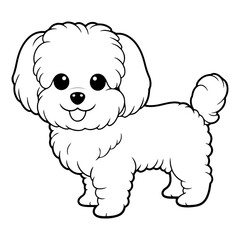 Maltese, hand drawn cartoon character, dog icon.