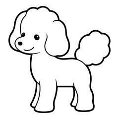 Poodle, hand drawn cartoon character, dog icon.