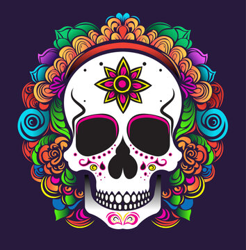 Mexican Day of the Dead. colorful Mexican skull. sugar skull