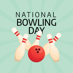 National bowling day design template for celebration. National bowling day greeting design. bowling vector illustration. flat bowling design. flat illustration.