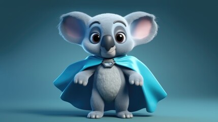 cute koala superhero cartoon. Created with Generative AI.	

