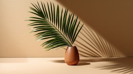 Obraz premium A minimal product placement background palm shadow. Generative ai