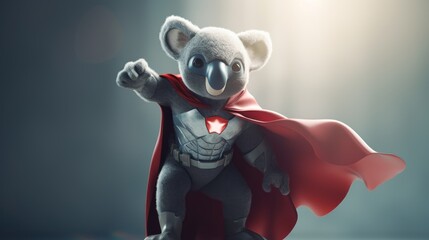 cute koala superhero cartoon. Created with Generative AI.	

