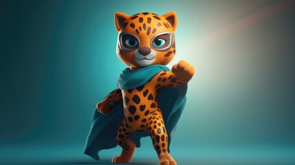 cute leopard superhero. Created with generative AI.	