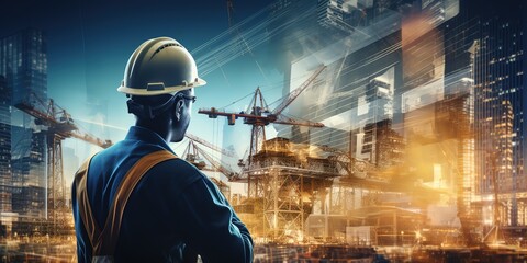 Civil engineer, architect or builder working with modern civil equipment technology