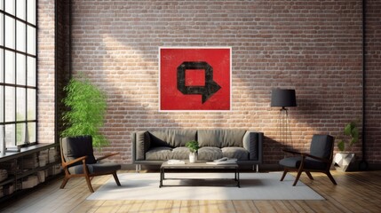 A modern brick wall interior decor sign. Generative ai