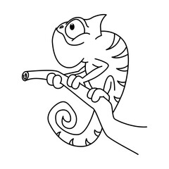 Funny chameleon cartoon vector coloring page