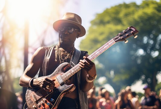 his guitar is playing at the festival, generative artificial intelligence