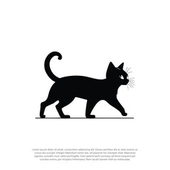 Obraz premium Walking cute Cat vector icon. Cat silhouette symbol. Linear style sign for mobile concept and web design. House animals symbol logo illustration. vector graphics Vector.