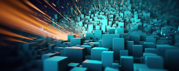 Abstract digital background. Data universe illustration. Ideal for depicting network abilities, technological processes, digital storages, science, education, etc.