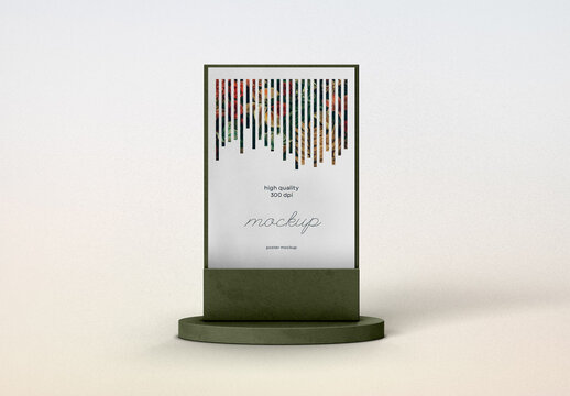Modern Lightbox Display Mockup &ndash; Minimal Framed Poster Stand with Clean White Background for Branding or Navigation