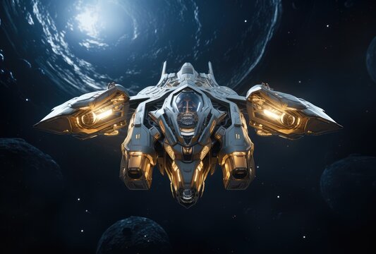  the image of a spaceship in space, generative artificial intelligence