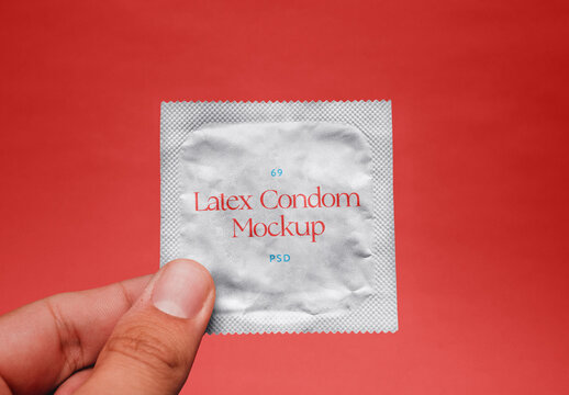 Condom in Hand Mockup