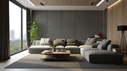 A stylish composition living room interior design. Generative ai
