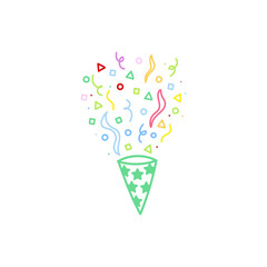 cute party popper isolated confetti explosion firecrackers celebration vector drawing illustration hand drawn style