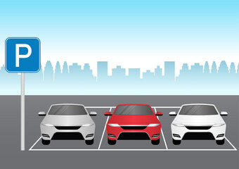 Parking lots or Car Parking Space in the City. Vector Illustration. © BillionsPhoto