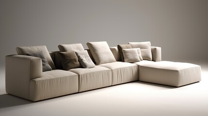 A stylish interior design neutral modular sofa. Generative ai