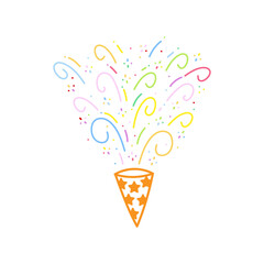cute party popper isolated confetti explosion firecrackers celebration vector drawing illustration hand drawn style