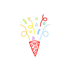 cute party popper isolated confetti explosion firecrackers celebration vector drawing illustration hand drawn style