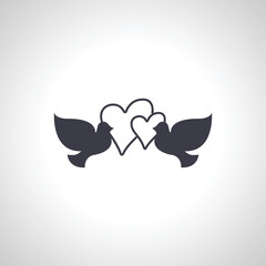 doves with heart icon. love doves icon
