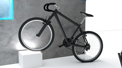Black Road Bike. 3D rendering. Speed Racing Bicycle.