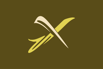 Unique lettter x font alphabet logotype