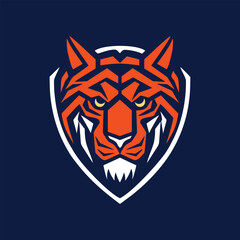 Animal Tiger Head Mascot logo for sports and esports isolate on the dark blue background