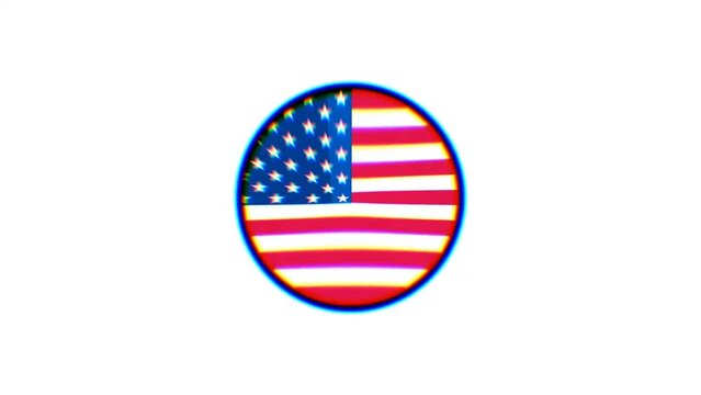 USA flag, United States of America with Blur effect on white background. Motion Graphics
