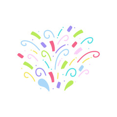 cute party popper isolated confetti explosion firecrackers celebration vector drawing illustration hand drawn style