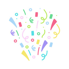 cute party popper isolated confetti explosion firecrackers celebration vector drawing illustration hand drawn style