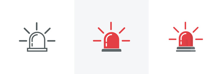 Red emergency flashers Siren icon in flat style.Emergency Flashing Siren.security police attention light signal style isolated on white background.vector illustration - obrazy, fototapety, plakaty