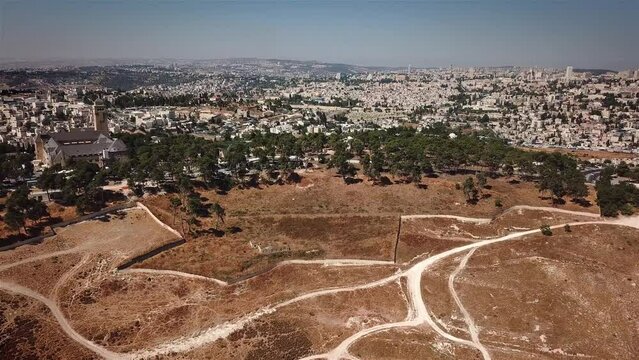 Augusta victoria pine grove and the old city aerial