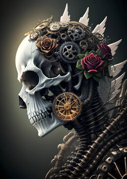 Crâne avec des roses 3 IA