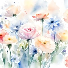 hand drawn flowers water color 