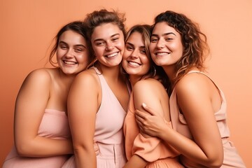 Obraz premium Empowering Body Positivity: Women Positively Posing to Celebrate Healthy Bodies, Self-Confidence Concept